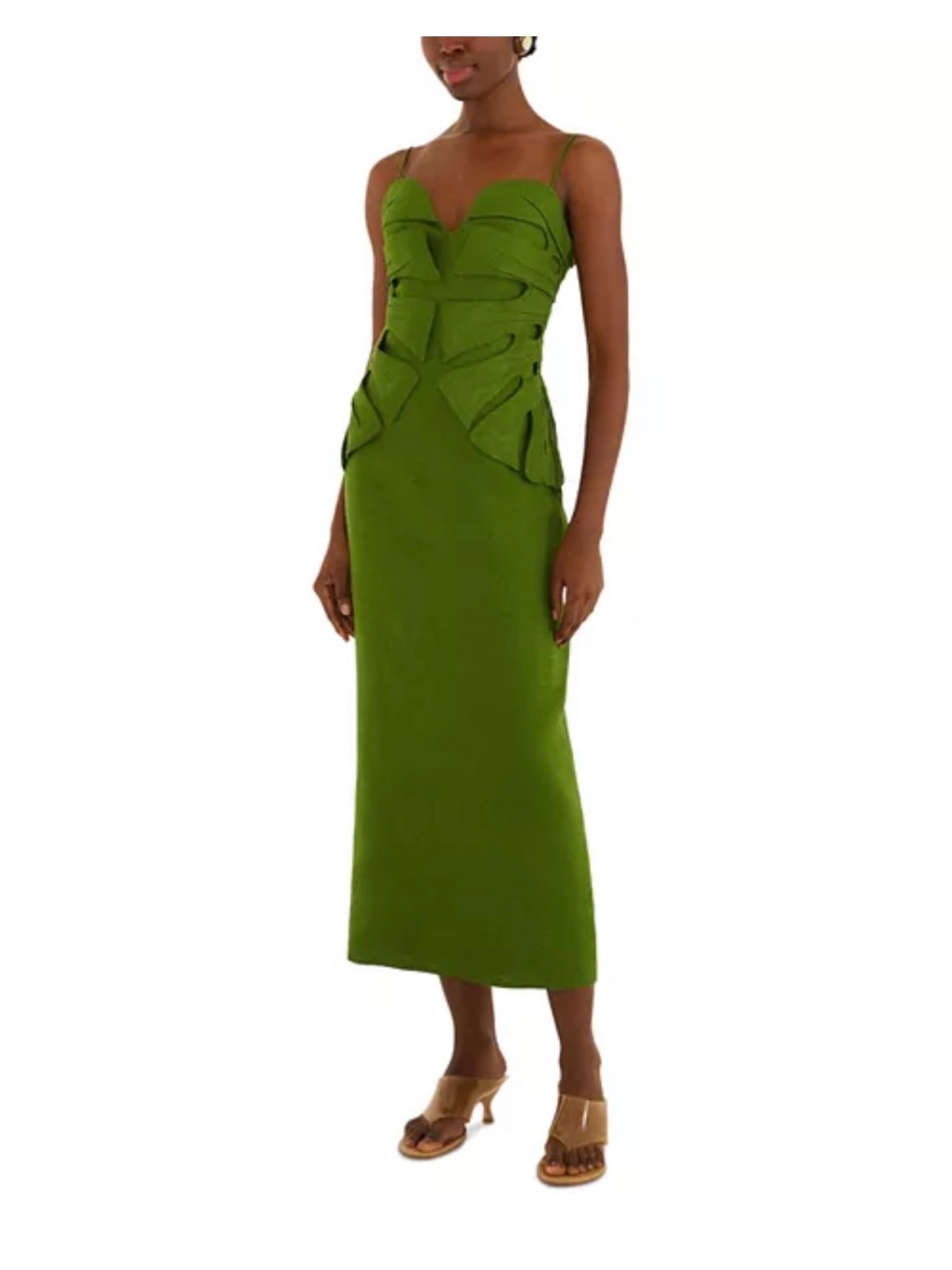 Farm Rio Linen Monstera Leaf Midi Dress